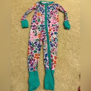 Little Sleepies Floral Footie with Teal Trim